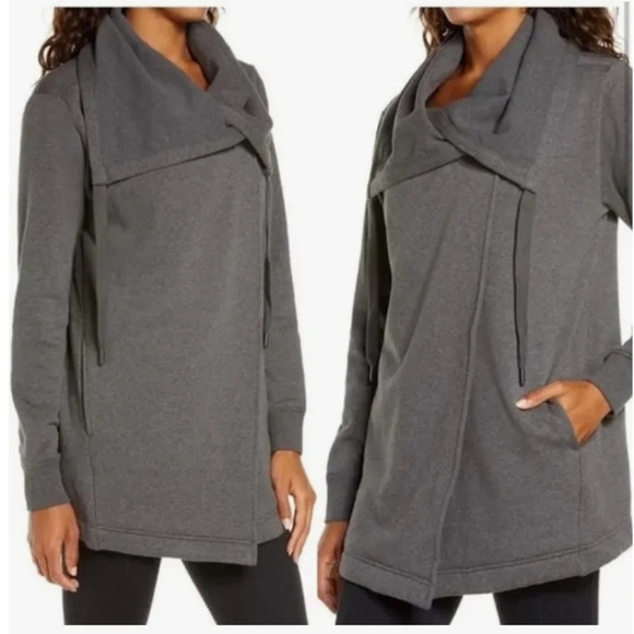 Plus size Zella Amazing Cozy Wrap Jacket in Grey Charcoal size 3X - Picture 2 of 13